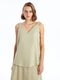 V-Neck Plain Linen Blend Women's Blouse